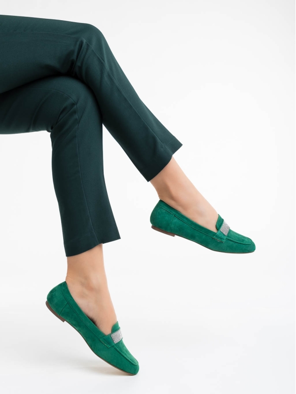 Ibbie zöld női félcipő textil anyagból, 4 - Kalapod.hu