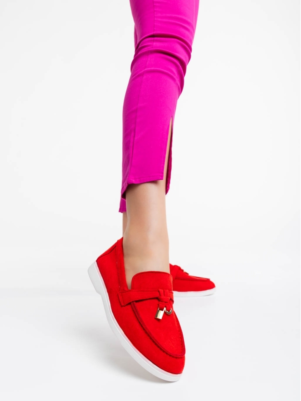 Amberly piros női félcipő textil anyagból, 2 - Kalapod.hu