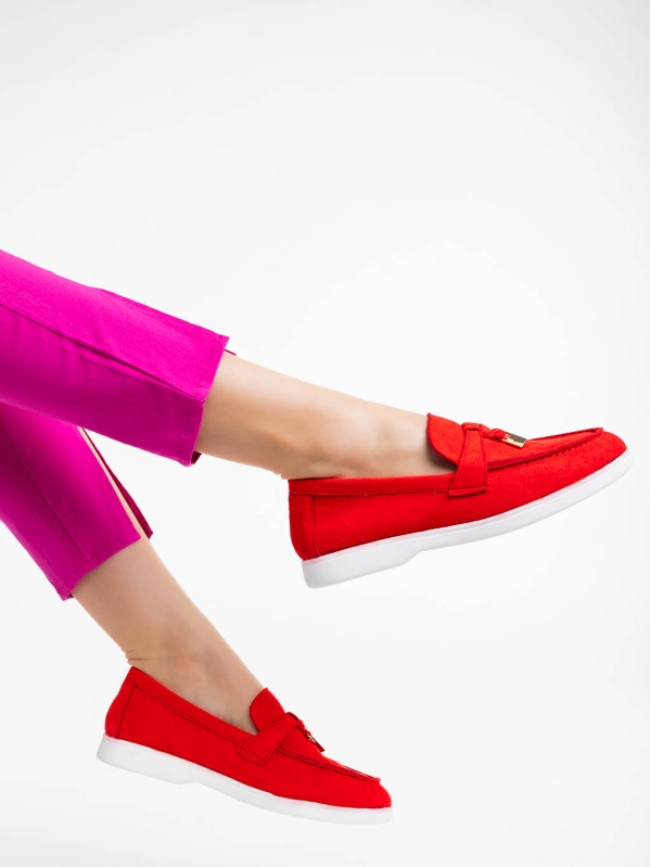 Amberly piros női félcipő textil anyagból, 3 - Kalapod.hu