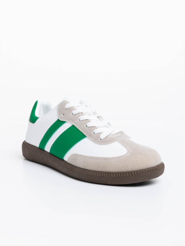Silvius fehér és zöld férfi sport cipő ökológiai bőrből, 2 - Kalapod.hu