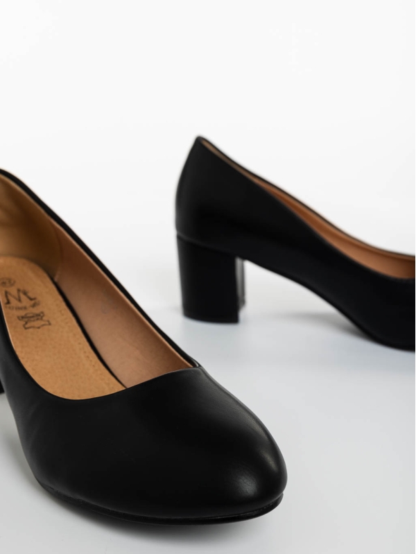 Gianara fekete női magassarkú cipő ökológiai bőrből, 4 - Kalapod.hu