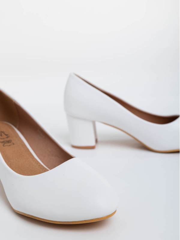 Gianara fehér női magassarkú cipő ökológiai bőrből, 4 - Kalapod.hu