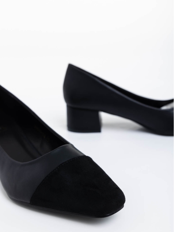 Cettina fekete női magassarkú cipő ökológiai bőrből, 4 - Kalapod.hu