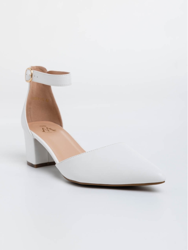Armelle fehér női magassarkú cipő ökológiai bőrből, 2 - Kalapod.hu