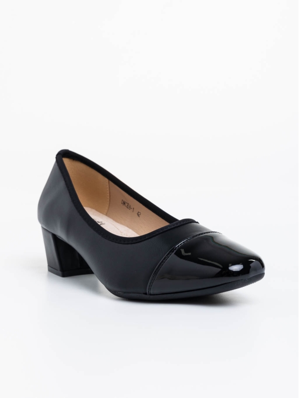 Reine fekete női magassarkú sport cipő ökológiai bőrből, 2 - Kalapod.hu