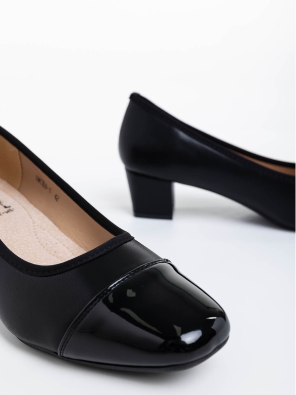 Reine fekete női magassarkú sport cipő ökológiai bőrből, 4 - Kalapod.hu