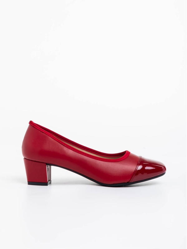 Reine piros női magassarkú sport cipő ökológiai bőrből, 3 - Kalapod.hu