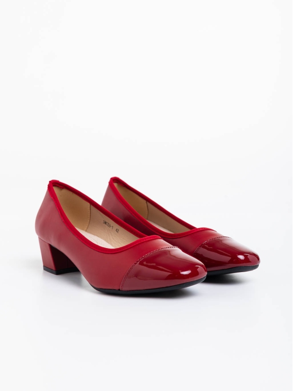 Reine piros női magassarkú sport cipő ökológiai bőrből, 2 - Kalapod.hu