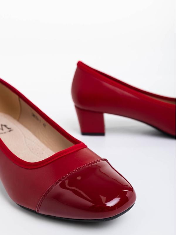 Reine piros női magassarkú sport cipő ökológiai bőrből, 4 - Kalapod.hu