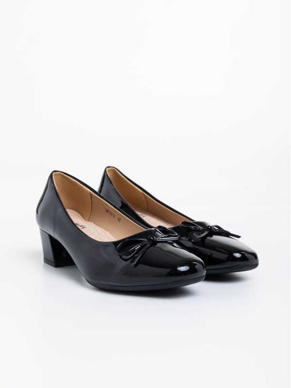 Natacha fekete női magassarkú cipő lakkozott ökológiai bőrből, 2 - Kalapod.hu