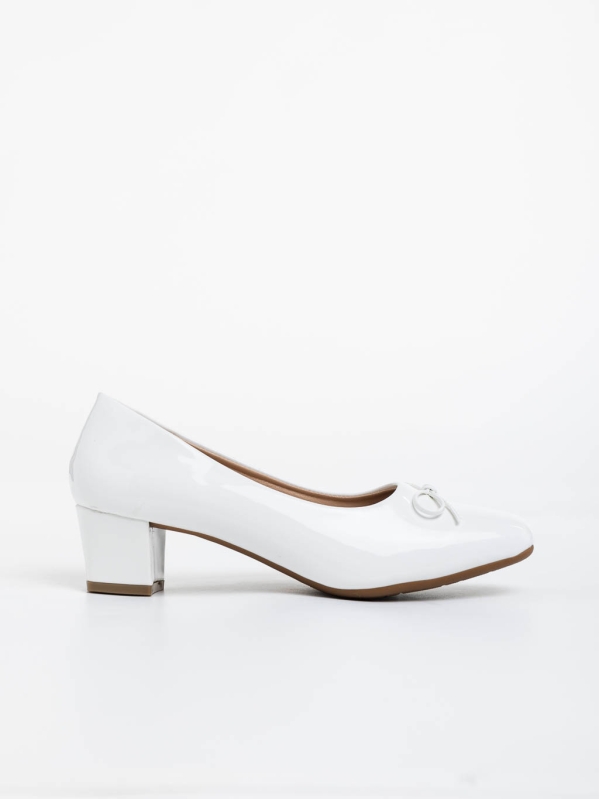Natacha fehér női magassarkú cipő lakkozott ökológiai bőrből, 3 - Kalapod.hu