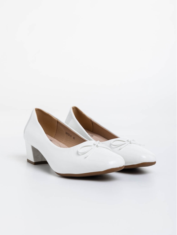 Natacha fehér női magassarkú cipő lakkozott ökológiai bőrből, 2 - Kalapod.hu