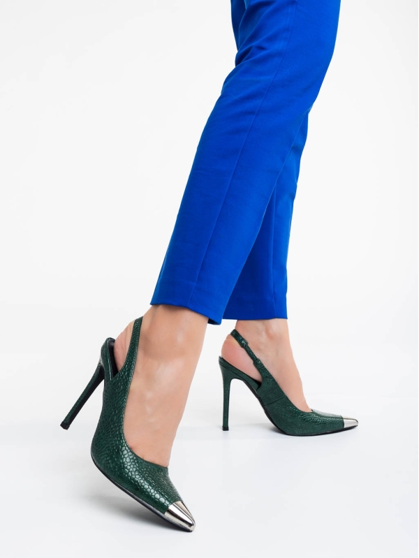 Sheyla zöld női magassarkú cipő lakkozott ökológiai bőrből - Kalapod.hu
