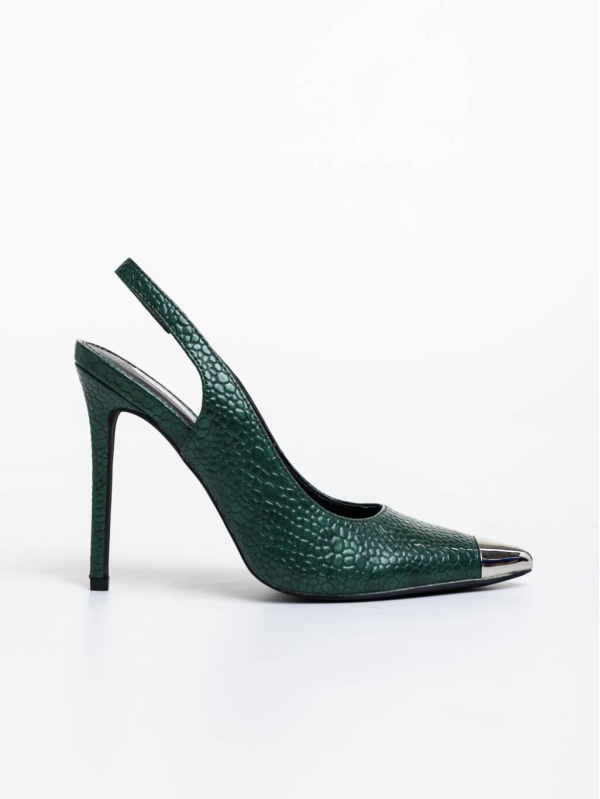 Sheyla zöld női magassarkú cipő lakkozott ökológiai bőrből, 5 - Kalapod.hu