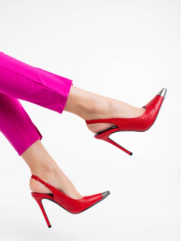 Sheyla piros női magassarkú cipő lakkozott ökológiai bőrből, 4 - Kalapod.hu