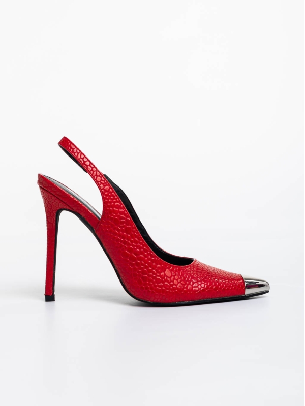 Sheyla piros női magassarkú cipő lakkozott ökológiai bőrből, 5 - Kalapod.hu