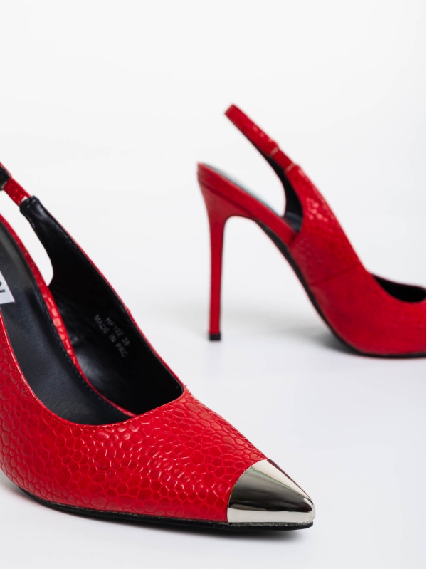 Sheyla piros női magassarkú cipő lakkozott ökológiai bőrből, 6 - Kalapod.hu
