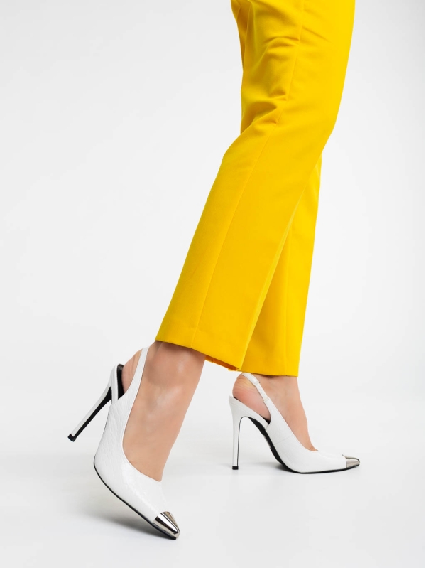 Sheyla fehér női magassarkú cipő lakkozott ökológiai bőrből - Kalapod.hu