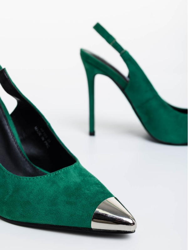 Modesty zöld női magassarkú cipő textil anyagból, 6 - Kalapod.hu