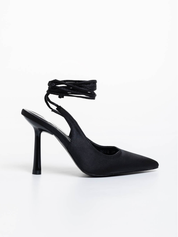 Idonea fekete női magassarkú cipő textil anyagból, 5 - Kalapod.hu