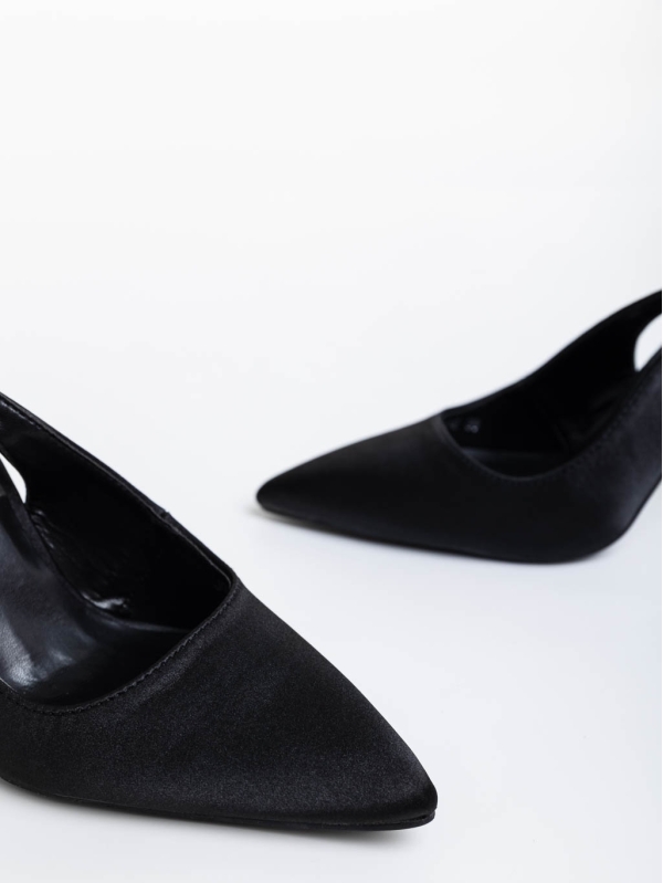 Idonea fekete női magassarkú cipő textil anyagból, 6 - Kalapod.hu