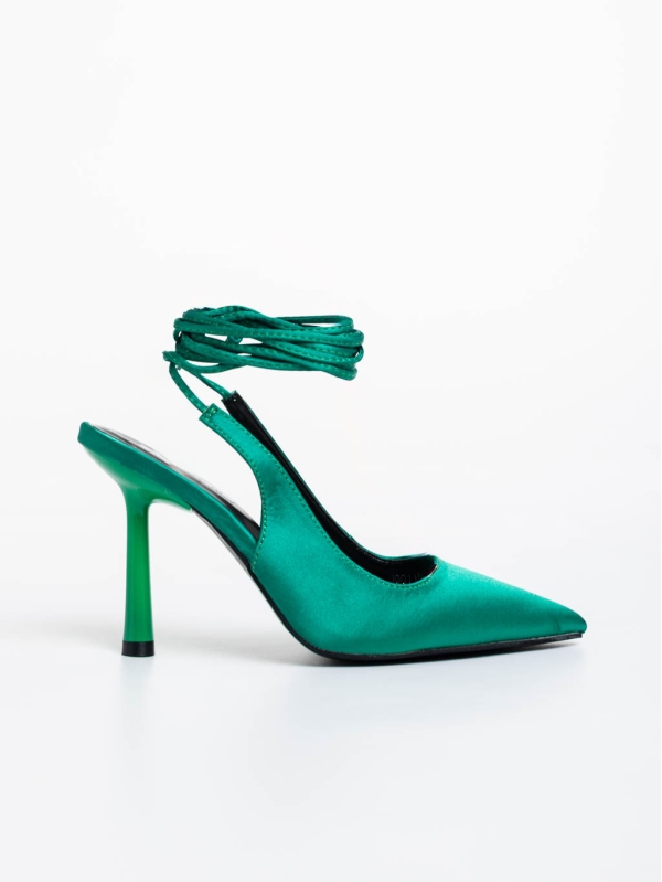 Idonea zöld női magassarkú cipő textil anyagból, 5 - Kalapod.hu