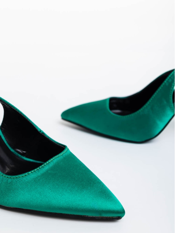 Idonea zöld női magassarkú cipő textil anyagból, 6 - Kalapod.hu