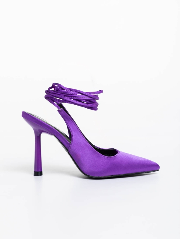Idonea lila női magassarkú cipő textil anyagból, 5 - Kalapod.hu