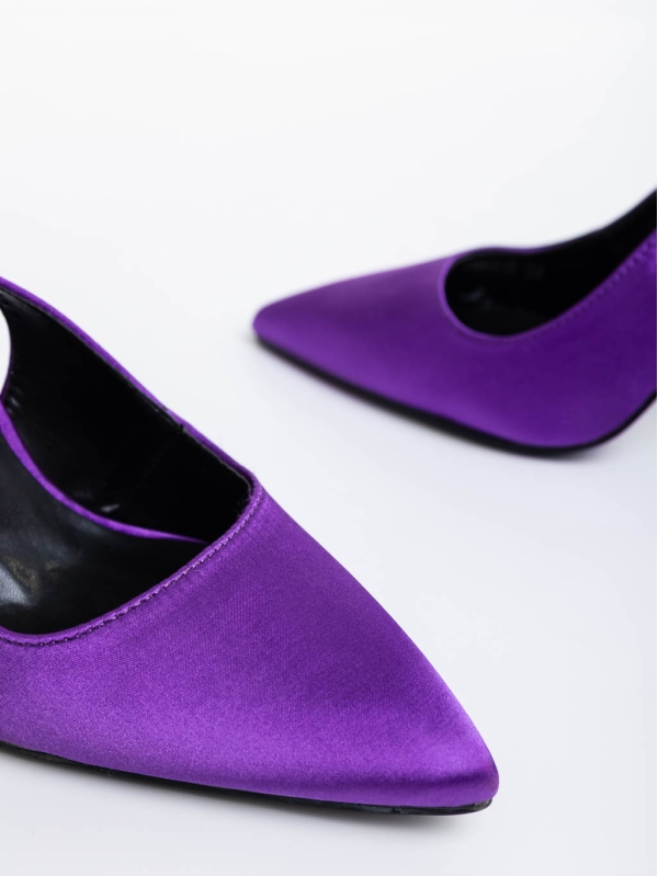 Idonea lila női magassarkú cipő textil anyagból, 6 - Kalapod.hu