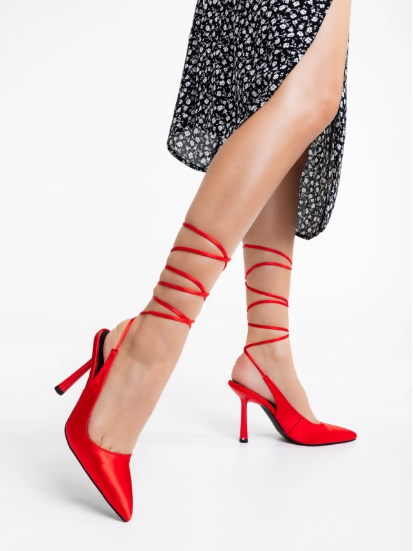 Idonea piros női magassarkú cipő textil anyagból - Kalapod.hu