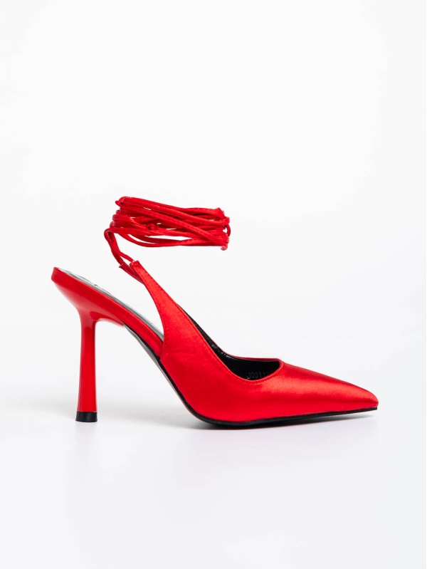 Idonea piros női magassarkú cipő textil anyagból, 5 - Kalapod.hu