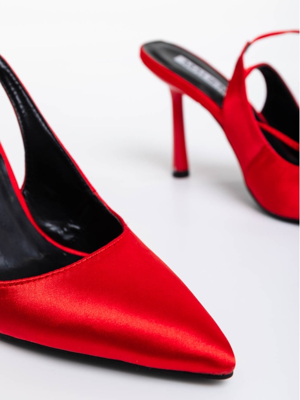 Idonea piros női magassarkú cipő textil anyagból, 6 - Kalapod.hu