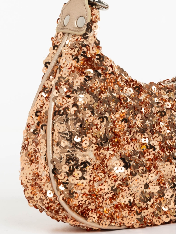 Ayah pezsgőszínű női táska textil anyagból, 4 - Kalapod.hu