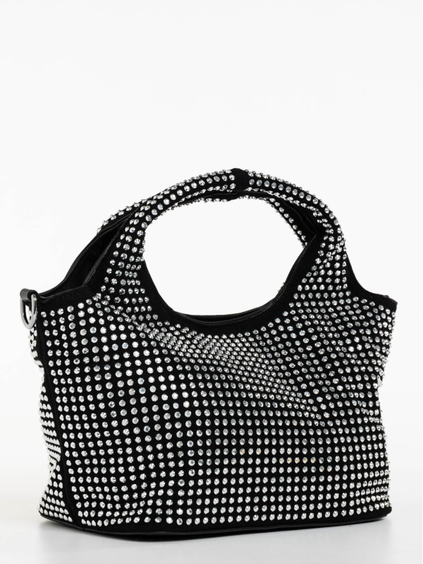 Brocha fekete női táska textil anyagból, 3 - Kalapod.hu