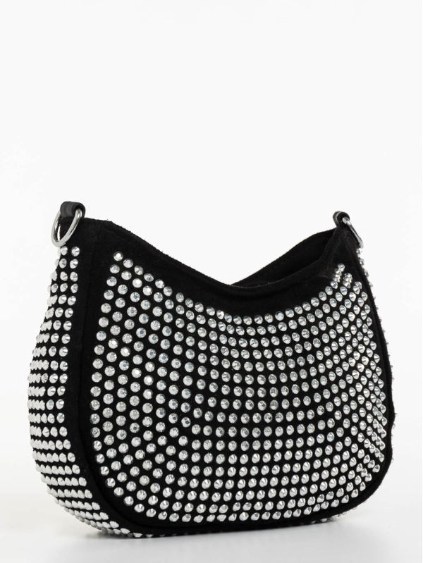 Beatrise fekete női táska textil anyagból, 3 - Kalapod.hu