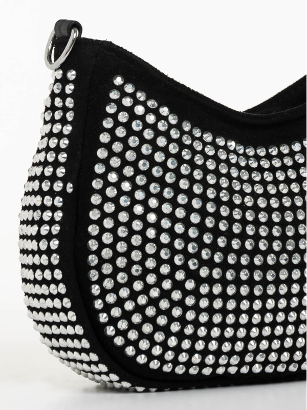 Beatrise fekete női táska textil anyagból, 4 - Kalapod.hu