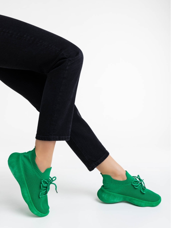 Ramila zöld női sport cipő textil anyagból, 4 - Kalapod.hu