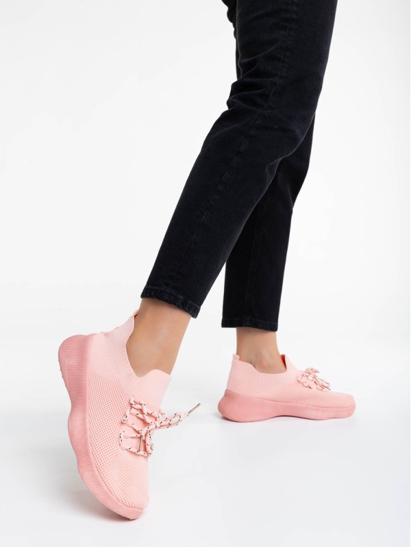 Ramila rózsaszín női sport cipő textil anyagból, 3 - Kalapod.hu