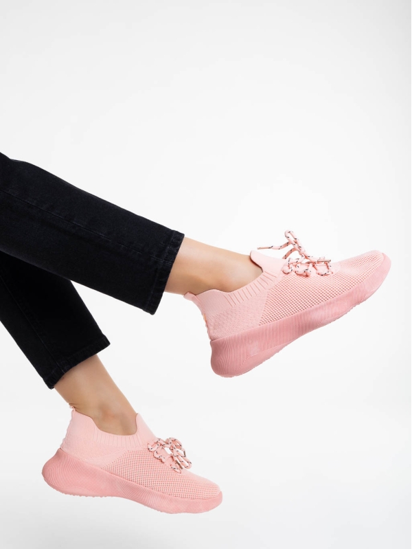 Ramila rózsaszín női sport cipő textil anyagból, 4 - Kalapod.hu