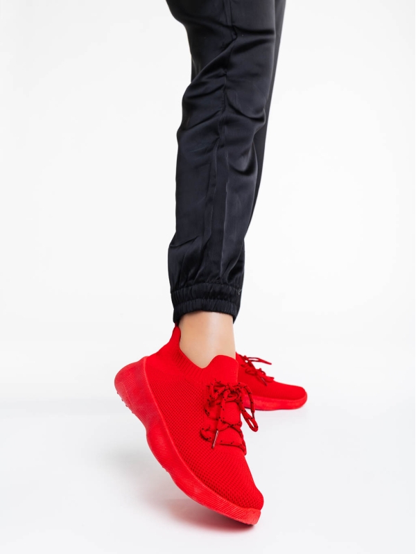 Ramila piros női sport cipő textil anyagból, 3 - Kalapod.hu