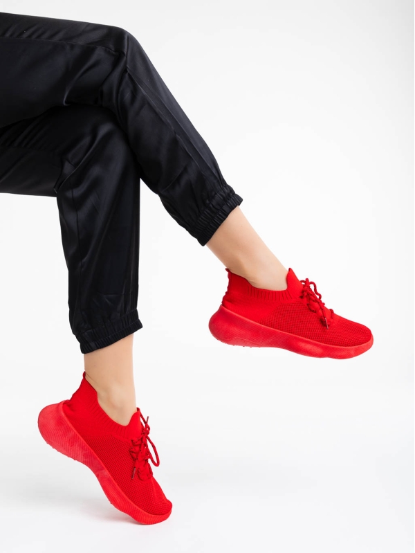 Ramila piros női sport cipő textil anyagból, 2 - Kalapod.hu