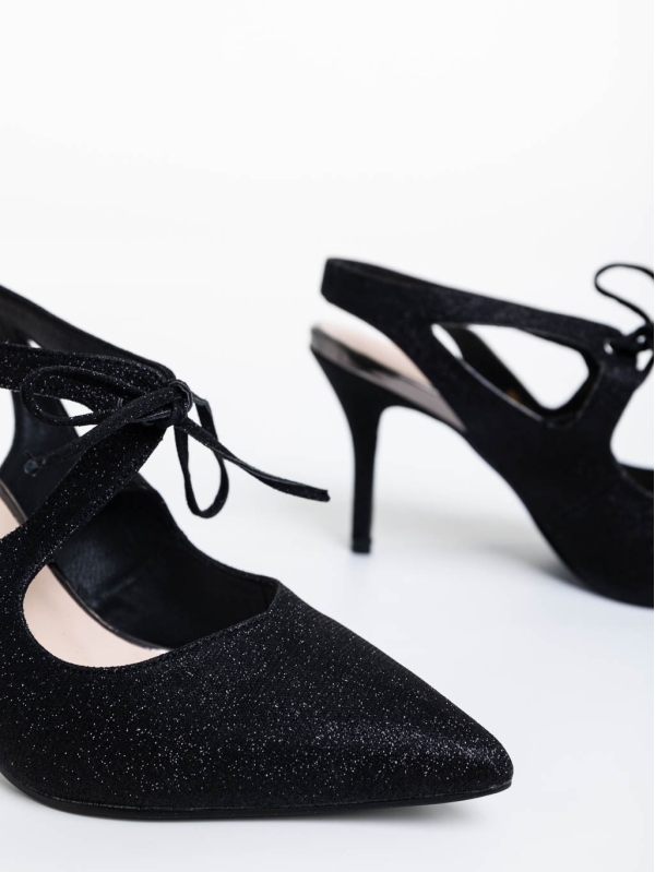 Shaira fekete női cipő textil anyagból, 6 - Kalapod.hu