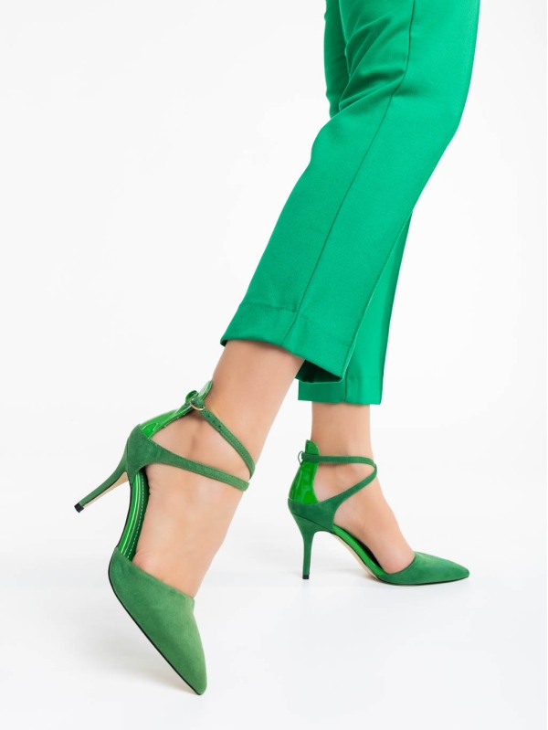 Siriadne zöld női cipő textil anyagból, 3 - Kalapod.hu
