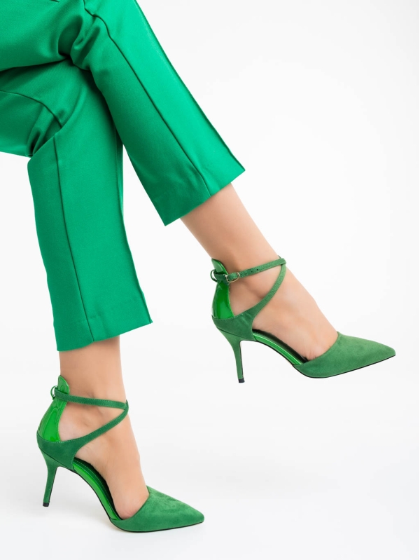 Siriadne zöld női cipő textil anyagból, 4 - Kalapod.hu