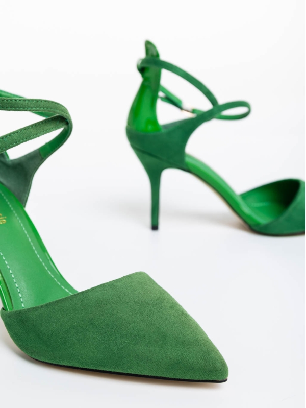 Siriadne zöld női cipő textil anyagból, 6 - Kalapod.hu