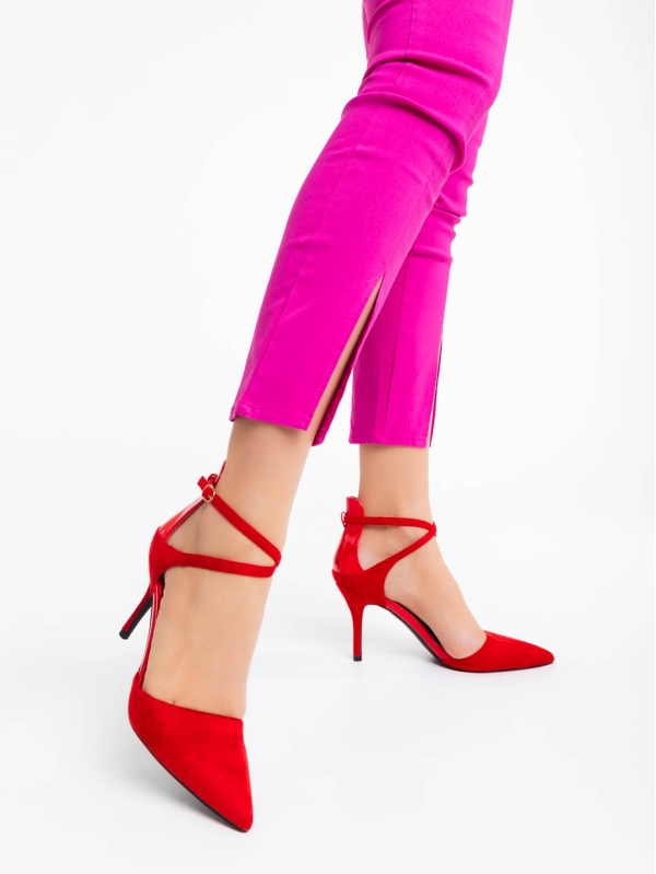 Siriadne piros női cipő textil anyagból, 3 - Kalapod.hu