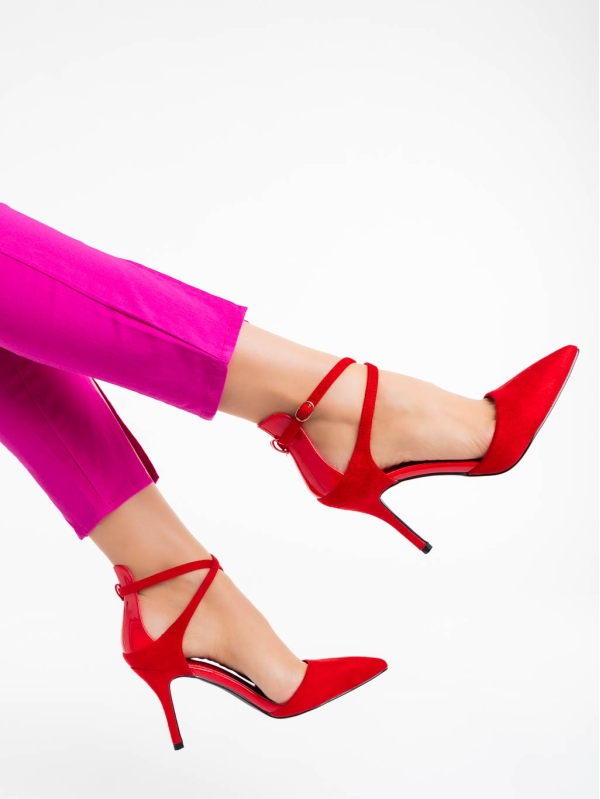 Siriadne piros női cipő textil anyagból, 4 - Kalapod.hu