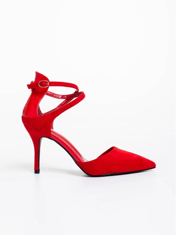 Siriadne piros női cipő textil anyagból, 5 - Kalapod.hu