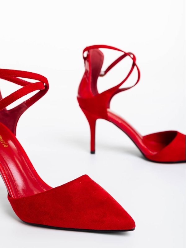 Siriadne piros női cipő textil anyagból, 6 - Kalapod.hu