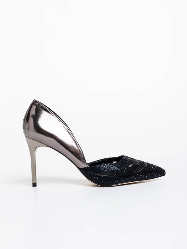 Shaneka fekete női cipő textil anyagból, 5 - Kalapod.hu